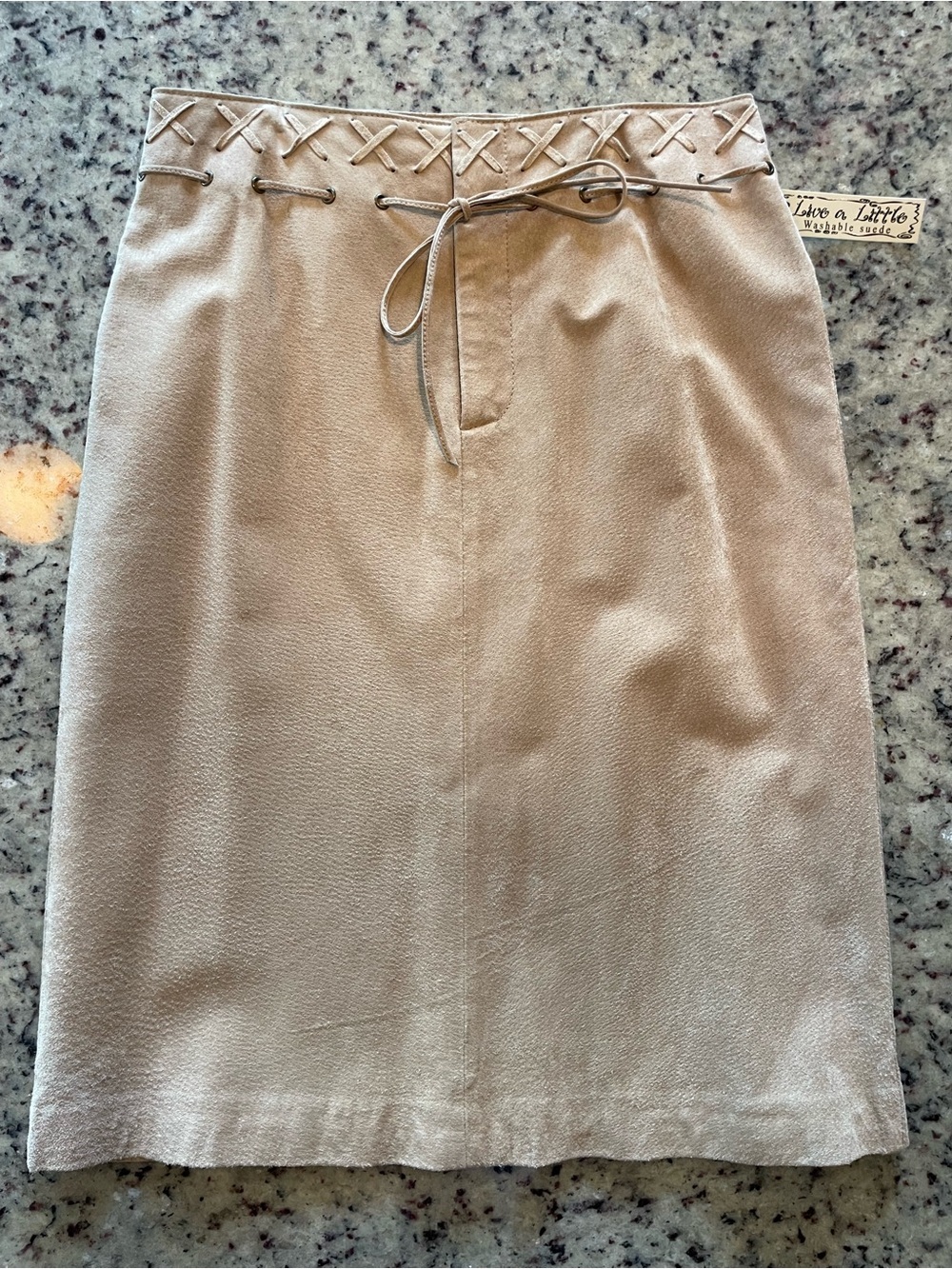 NWT RARE FIND circa Y2K washable genuine suede Lace-Up Waist A-Line Skirt 4